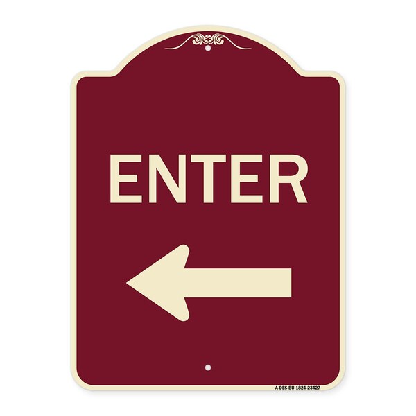 Parking Lot Enter Left Arrow Heavy-Gauge Aluminum Architectural Sign, 24" x 18", BU-1824-23427